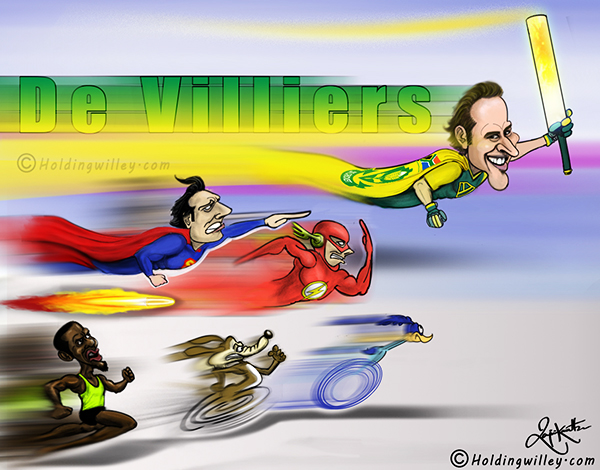 The Fastest 50,100 & 150 By AB De Villiers Cartoon